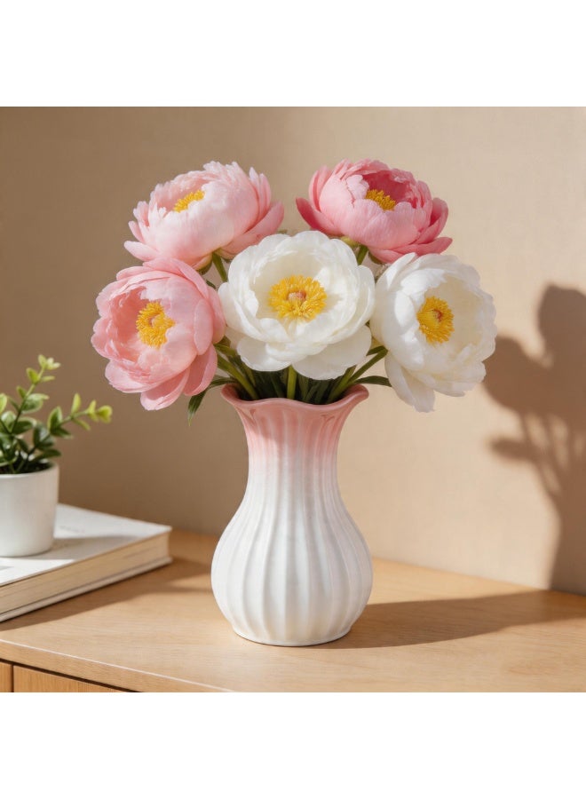 Generic Modern Minimalist Ceramic Vase – Pink to White Gradient – 8.3 inches Tall x 4.7 inches Wide (21cm H x 12cm D) – Elegant Flower Vase for Home Office Desk – Birthday, Wedding, Housewarming Gift for Family, Lovers, Kids, Friends - Image 4