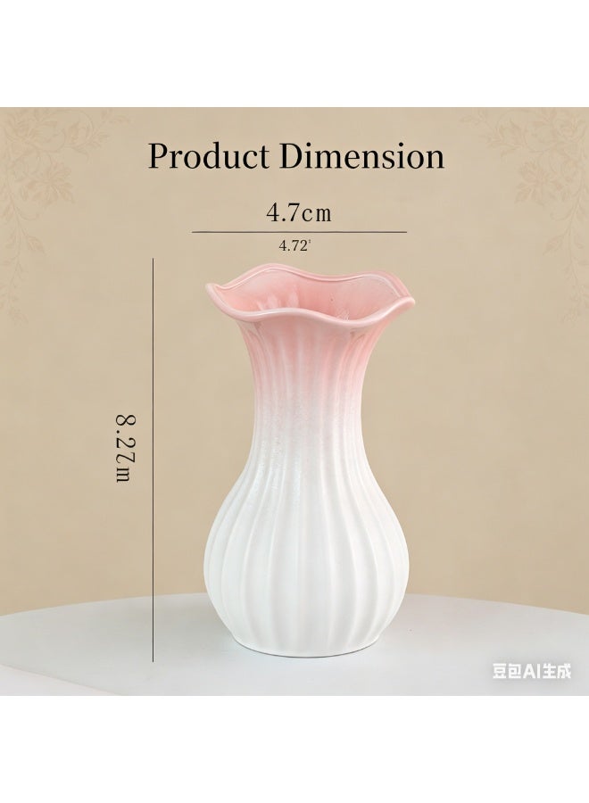 Generic Modern Minimalist Ceramic Vase – Pink to White Gradient – 8.3 inches Tall x 4.7 inches Wide (21cm H x 12cm D) – Elegant Flower Vase for Home Office Desk – Birthday, Wedding, Housewarming Gift for Family, Lovers, Kids, Friends - Image 3