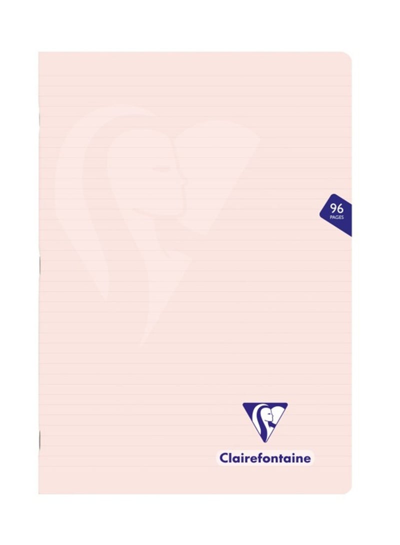 Clairefontaine دفتر ميميسيس بحجم A4 بخط واحد مع غلاف بلاستيكي 96 صفحة بلون خوخي باهت - Image 1