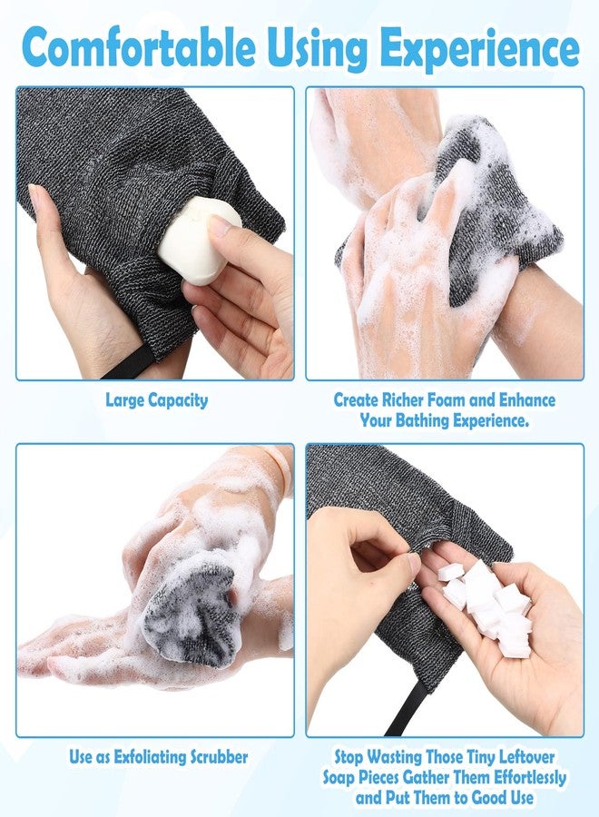 Afarnook 24 Pack Soap Saver & Bag Set Include 12 Soap Pocket Squares Exfoliating Pouch and 12 Bar Lifting Pads Body Scrubber Rough Sponge Self Draining Holder for Bath or Shower (Gray and Beige) - Image 4