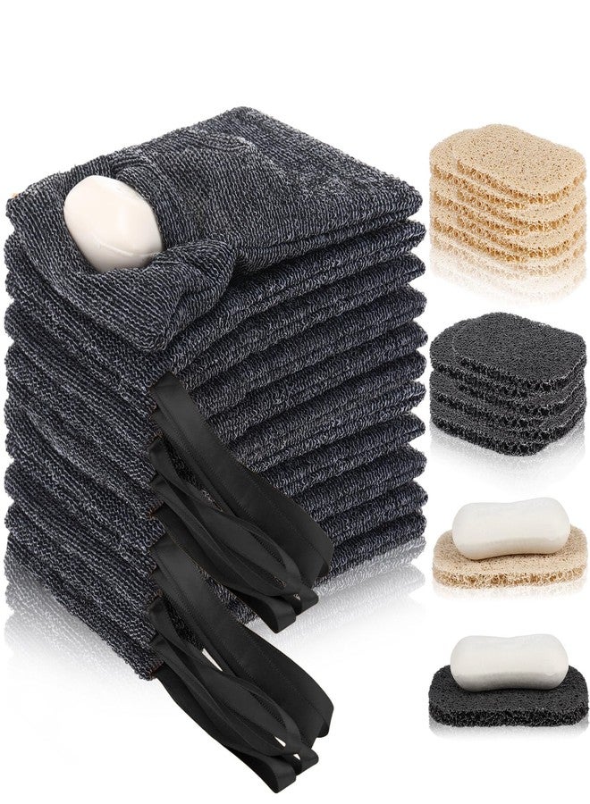 Afarnook 24 Pack Soap Saver & Bag Set Include 12 Soap Pocket Squares Exfoliating Pouch and 12 Bar Lifting Pads Body Scrubber Rough Sponge Self Draining Holder for Bath or Shower (Gray and Beige) - Image 1
