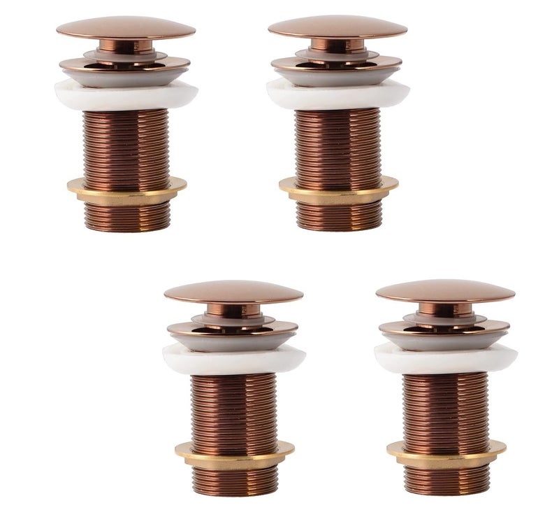 Spazio Rose Gold Finish Popup Basin DrainerWaste Coupling Pack of 4 Waste Coupling for Bathroom Wash BasinVessel Sink 3 Inch Pop Up Flush Valve Faucet - Image 1