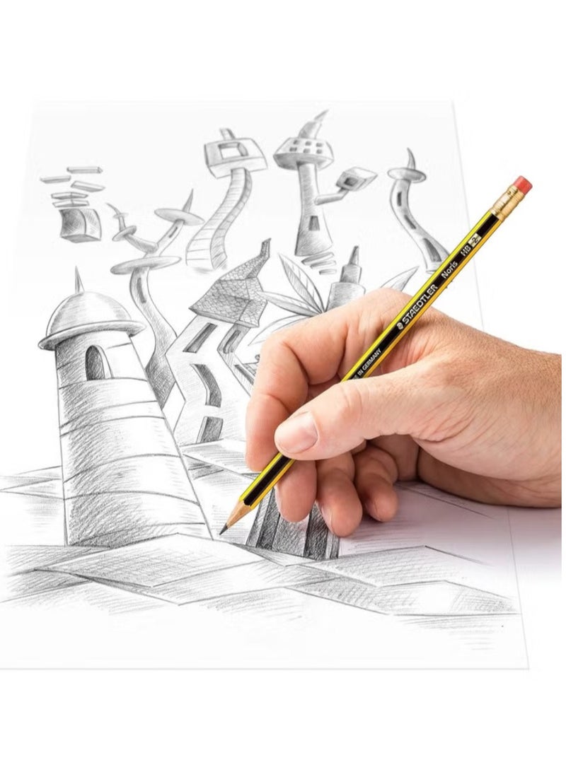 STEADLER Noris Pencil – Pack of 12 (2 Pencils per Pack) with Rubber Tip – 2HB – Total 24 Pencils - Image 3