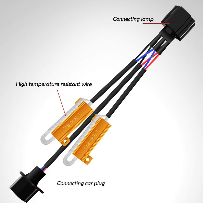 Onex H13 9008 LED Load Resistor Kit 50W 8ohm Headlight Bulb Relay Harness Adapter Anti Flicker Error Decoder Warning Canceller - Image 5