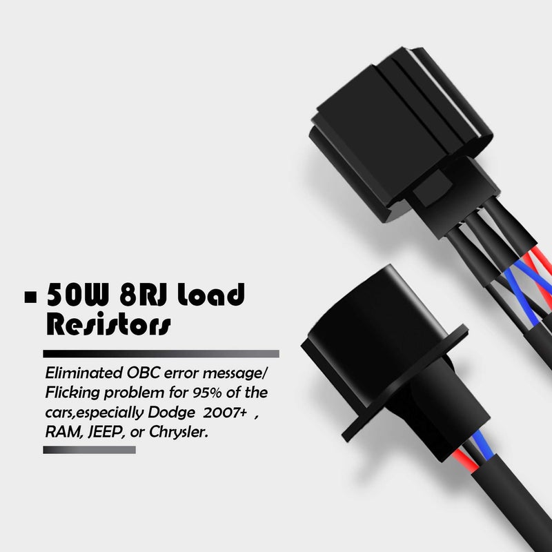 Onex H13 9008 LED Load Resistor Kit 50W 8ohm Headlight Bulb Relay Harness Adapter Anti Flicker Error Decoder Warning Canceller - Image 4