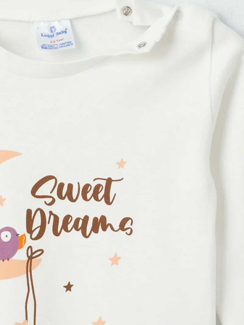 Luggi Baby Crew Neck Printed Girls Pajama Set