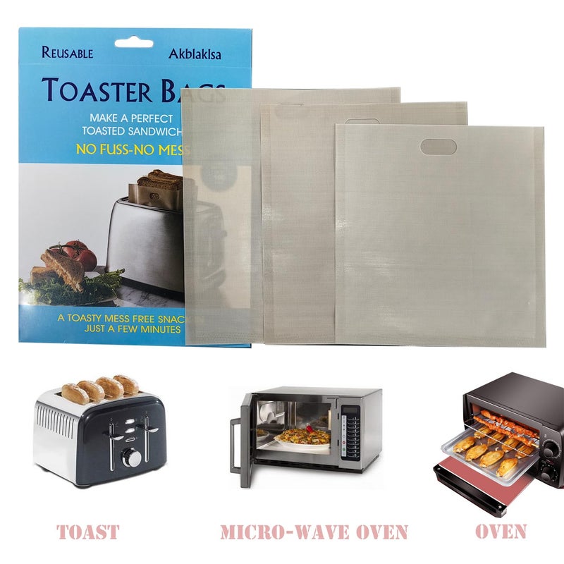 Akblaklsa 12 Pack Reusable Toaster Bags Non-Stick, Washable Toasted Sandwich Toastie Bags Toaster Microwave Grill, Great for Toast Sandwich Panini Snacks - Image 5