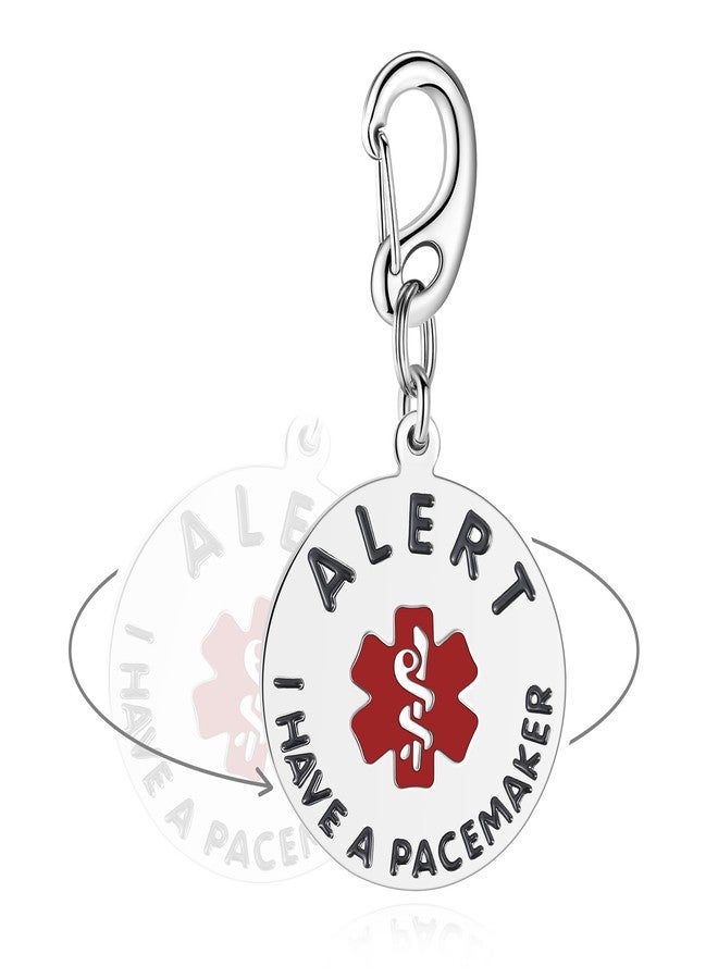 Divoti I Have A Pacemaker Bag Tag - Pre-Engraved Polished Stainless Steel & Dual-Sided - Clear Bold Lettering - Stylish, Durable & Rustproof, Emergency Medical Alert ID Tag with Quick Clip 1.25" - Image 1
