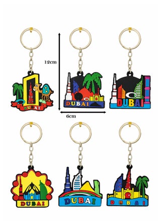 12 pcs Multicolor PVC keychains made from soft, durable rubber with vibrant Dubai Skyscrapers —perfect souvenirs, gifts, or everyday accessories & party Favours. - view 3