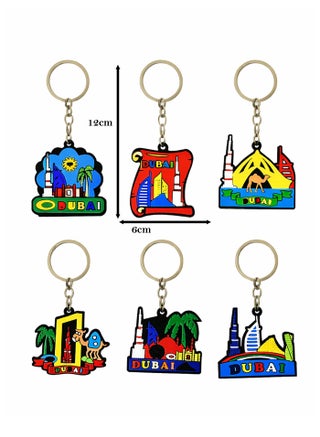 12 pcs Multicolor PVC keychains made from soft, durable rubber with vibrant Dubai Skyscrapers —perfect souvenirs, gifts, or everyday accessories & party Favours. - view 2