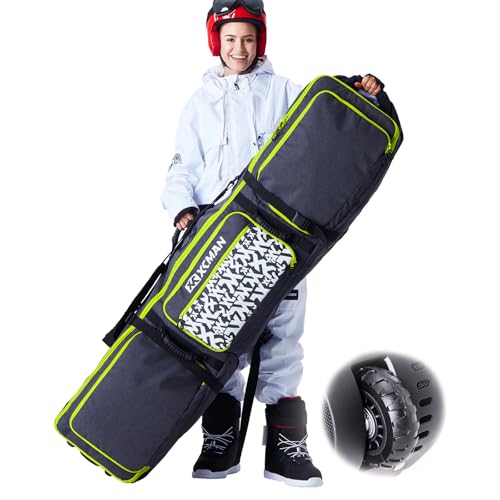 XCMAN Padded Snowboard Bag with Wheels, Extendable Roller Ski Bag for Air Traveling Adjustable Length - Extra Long/Wide/Deep,Waterproof - with Protection Ribs - Image 1