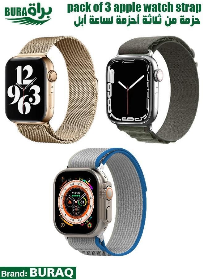 BURAQ - Apple Watch Band Strap For Apple Watch Ultra 2/Ultra 49mm, Series 10 46mm, 9/8/7 45mm, SE2/SE/6/5/4 44mm, 3/2/1 42mm - Image 1