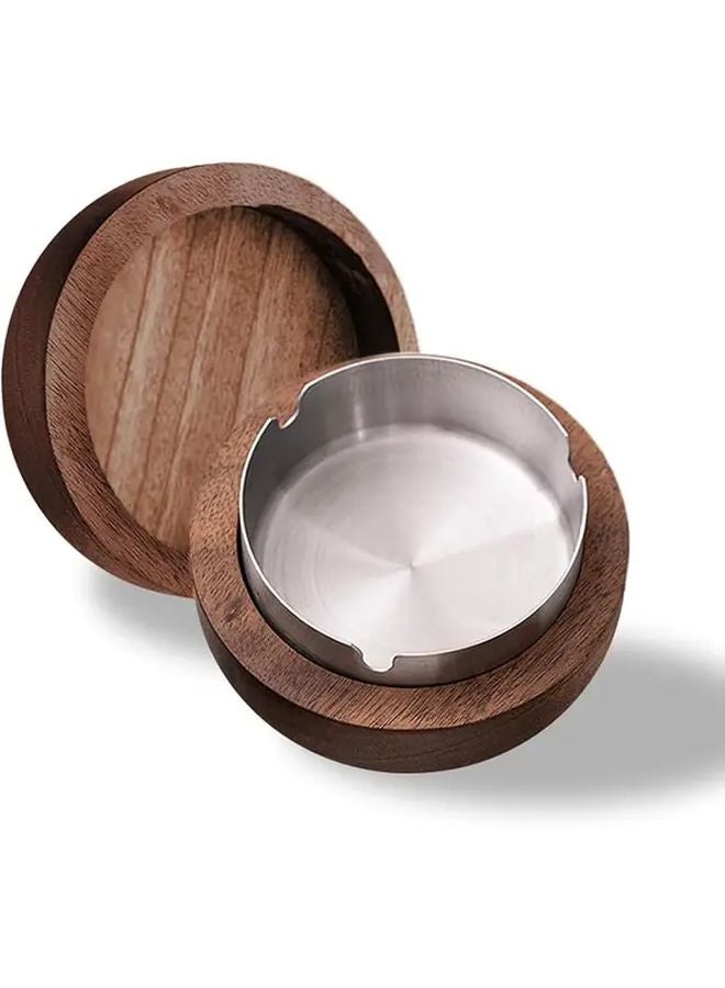 1 Pack Silver Windproof Odor Resistant Ashtray With Lid For Outdoor Use - Image 1