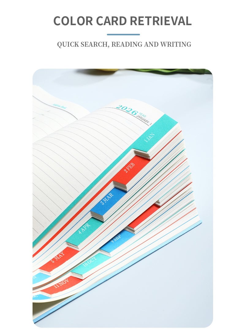 2026Schedule Book,Notebook diary,  A5 leather ruled notebook400 pages diary 100gsm thick paper hardcover notebook with pockets, suitable for working men and women, for business writing, note taking, school office - Image 5