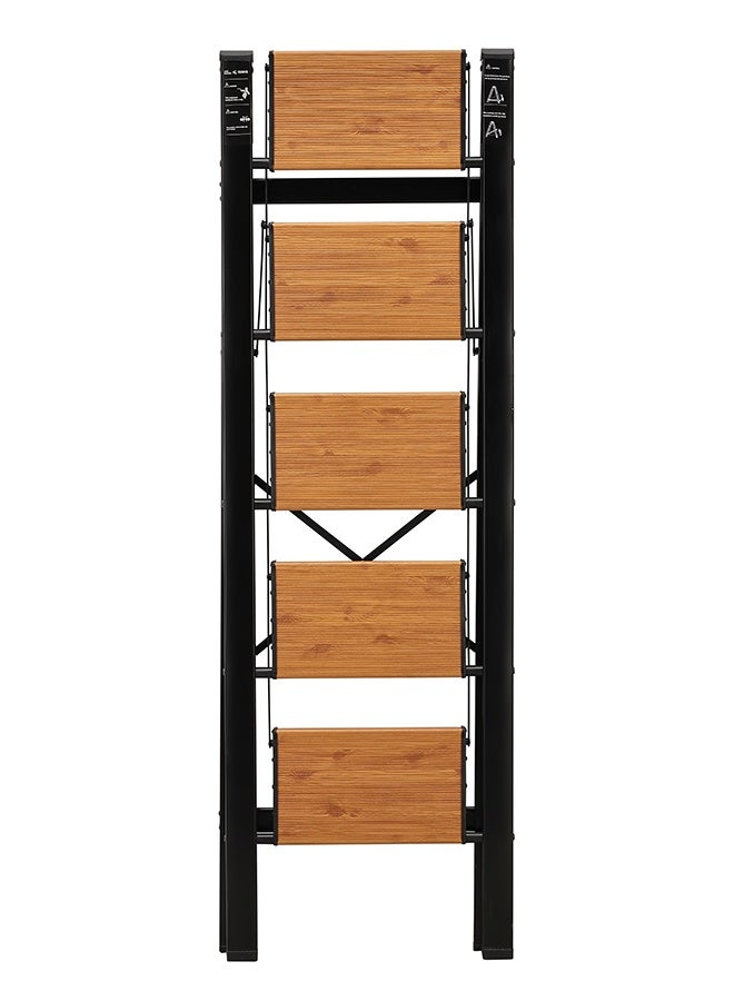 LAWAZIM Pro7 5-Step Folding Ladder - Brown - 150kg Load Capacity Step Stool with Wide Anti-Slip Pedals, Space-Saving Design, Support Rod Structure, and Noise-Free Feet - for Indoor and Outdoor Use - Image 3