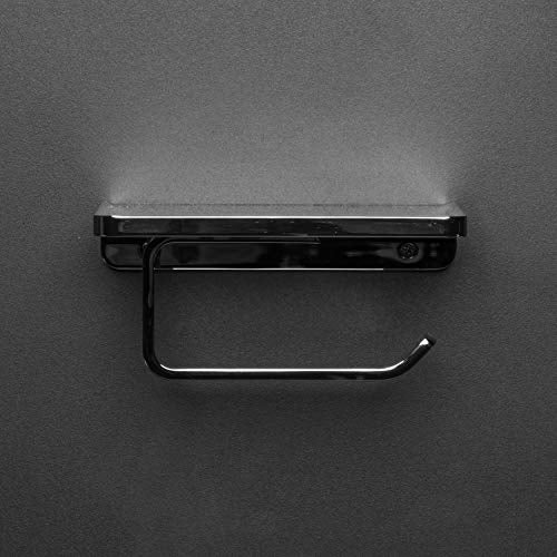 Linkaa Toilet Paper Holder with Shelf Polished Chrome,Bathroom Accessories Wall Mount Phone Holder,Heavy Duty Zinc Alloy Tissue Paper Roll Holder Cell Phone Storage Shelf (Polished Chrome) - Image 4