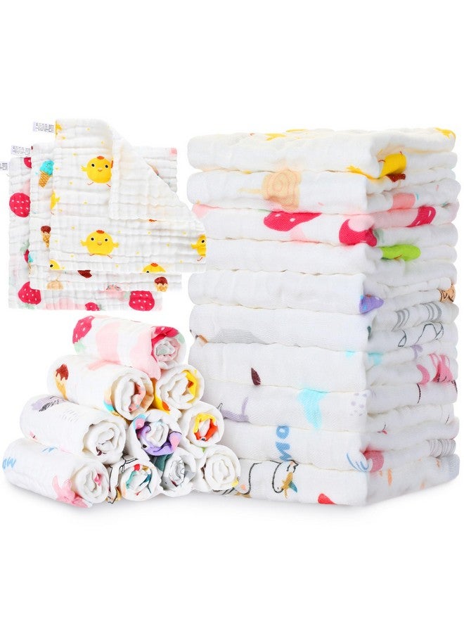 VitalCozy 50 Pieces Baby Cotton Washcloths Muslin Burp Cloths Soft Wash Cloths for Babies Colorful Baby Rags Washable Toddler Washcloths for Unisex Newborn Infants Girls and Boys, 10 x 10 Inch - Image 1