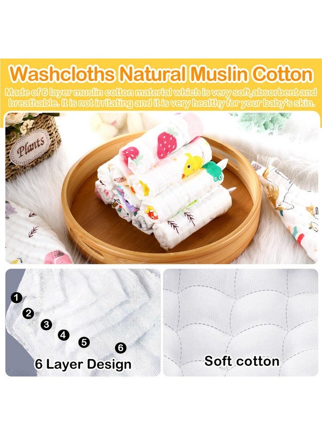 VitalCozy 50 Pieces Baby Cotton Washcloths Muslin Burp Cloths Soft Wash Cloths for Babies Colorful Baby Rags Washable Toddler Washcloths for Unisex Newborn Infants Girls and Boys, 10 x 10 Inch - Image 3