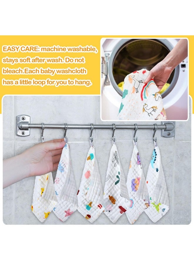 VitalCozy 50 Pieces Baby Cotton Washcloths Muslin Burp Cloths Soft Wash Cloths for Babies Colorful Baby Rags Washable Toddler Washcloths for Unisex Newborn Infants Girls and Boys, 10 x 10 Inch - Image 4