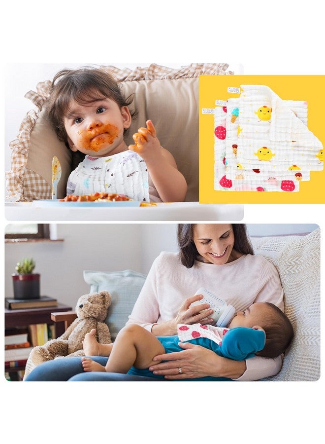 VitalCozy 50 Pieces Baby Cotton Washcloths Muslin Burp Cloths Soft Wash Cloths for Babies Colorful Baby Rags Washable Toddler Washcloths for Unisex Newborn Infants Girls and Boys, 10 x 10 Inch - Image 5