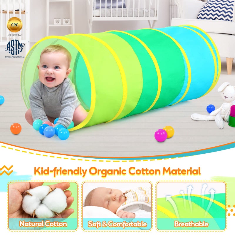 Moncoland Kids Play Tunnel Tent for Toddlers Colorful Cotton Pop Up Crawl Tunnel Toy for Baby Infant Children or Dog Cat Pet Collapsible Gift for Boy and Girl and Game Cotton Baby Tunnel - Image 3