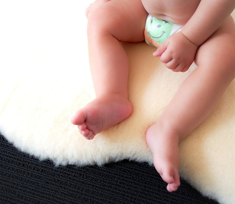 WaySoft Baby Sheepskin Rug, Oeko-TEX Certified, Safe & Natural Nursery Rug, 100% Genuine New Zealand Soft Fur Rug Baby Carpet - Image 3