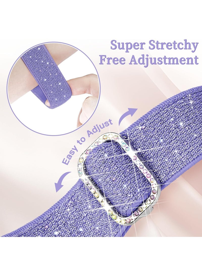 Nylon Band Compatible with Apple Watch Band 42mm 44mm 45mm 46mm 49mm for Women, Sparkly Elastic Solo Loop Bands for iWatch Series 10/9/8/7/6/5/Ultra/Ultra 2 (Light Purple) - Image 5