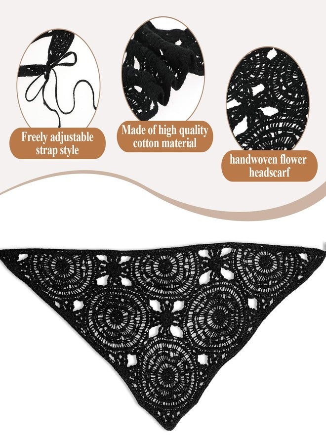 simarro 3PCS Hollow Crochet Bandanas Headbands Hairbands Tie Knitted Headscarf Vintage Hair Bandanas for Women Girls Head Kerchief Styling Decor - Image 4