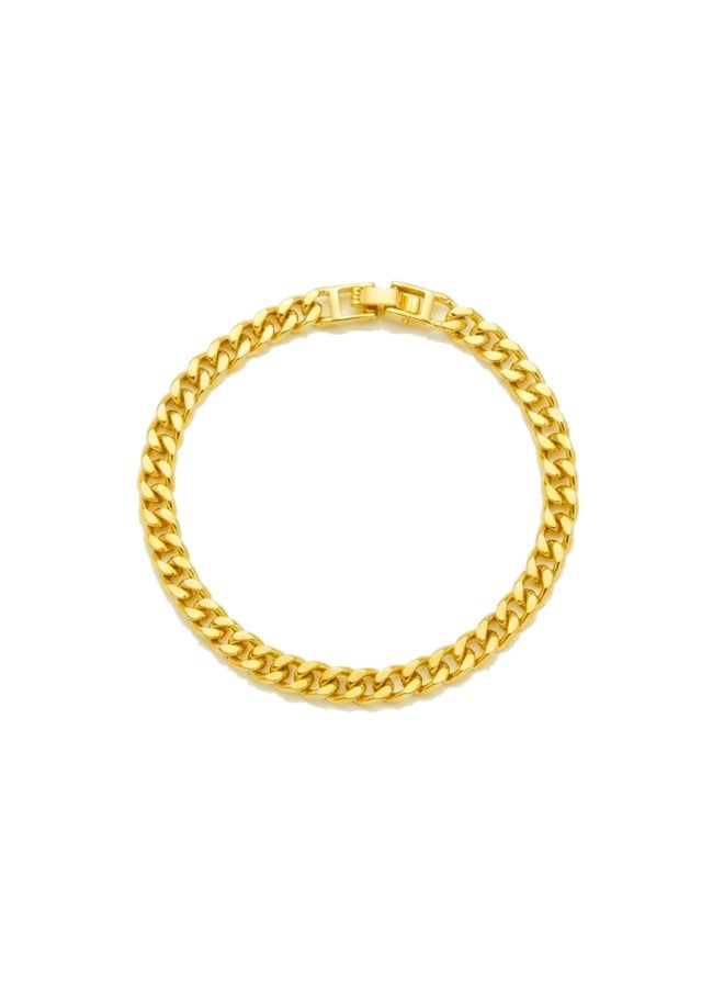 Julia Store 21K Gold Plated Stainless Steel Aesthetic Exquisite Luxury Elegant Dainty Cute Trendy Delicate Charm Dainty Minimalist Chunky Flat Curb  Link Chain Bracelet Jewelry Gifts For Women - Image 1