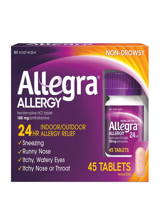Allegra Adult 24 Hour Allergy Relief 45 Tablets, Long-Lasting Fast-Acting Antihistamine for Noticeable Relief from Indoor and Outdoor Allergy Symptoms - Image 1