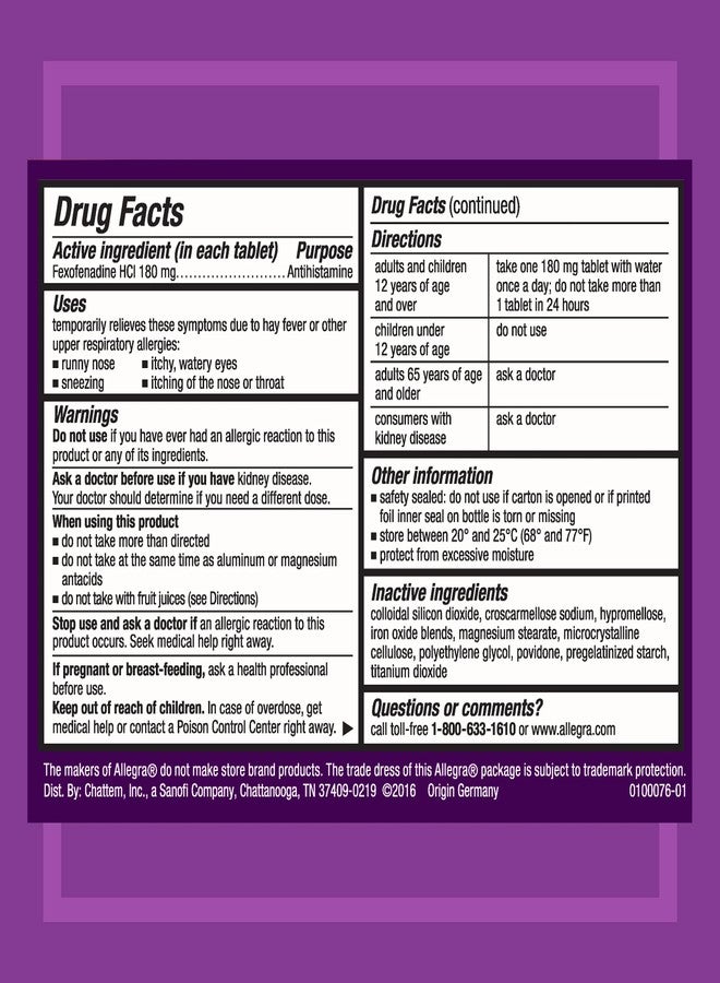 Allegra Adult 24 Hour Allergy Relief 45 Tablets, Long-Lasting Fast-Acting Antihistamine for Noticeable Relief from Indoor and Outdoor Allergy Symptoms - Image 2