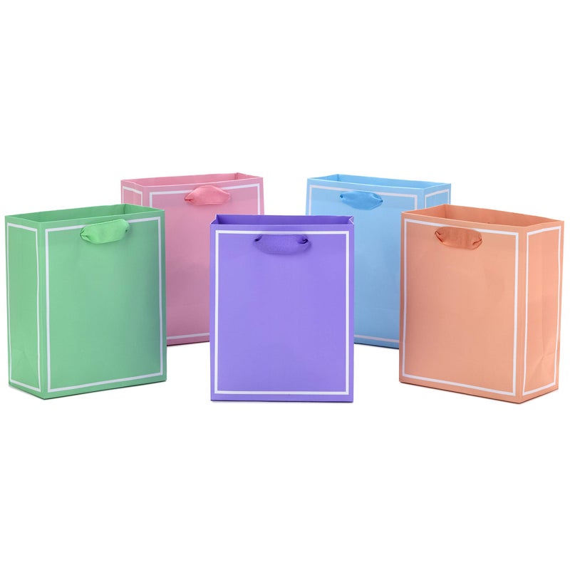 Hallmark 6" Small Pastel Easter Gift Bag Bundle, Pack of 5 (Light Purple, Pink, Blue, Orange, Green) for Bridal Showers, Baby Showers, Birthdays and More - Image 1