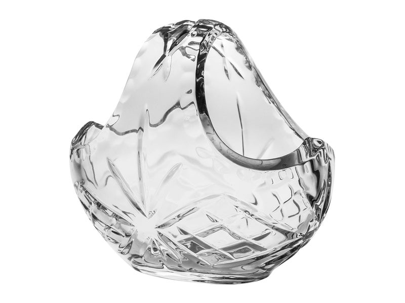 Barski Crystal Basket Bowl Hand Cut Crystal Beautiful Accent Piece for Nuts Candies 6 Long Made in Europe