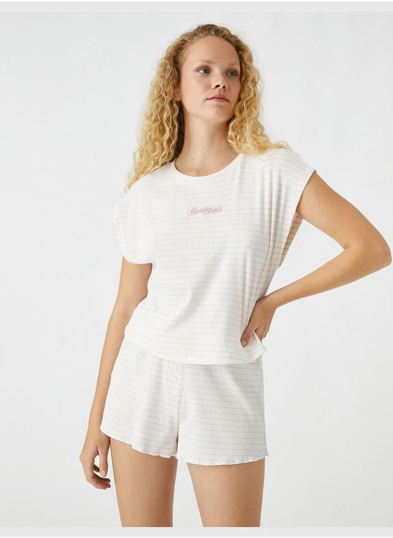 KOTON Elastic Waist Shorts Button Detail