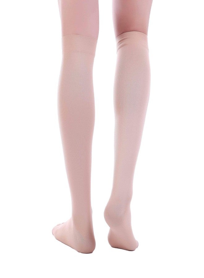 Doc Miller, Open Toe Compression Socks, 8-15 mmHg, Toeless, Support Circulation, Shin Splints, Calf Recovery, Varicose, Knee High, Medical Grade, Skin/Nude Socks, Large Size for Men & Women, Pair - Image 5
