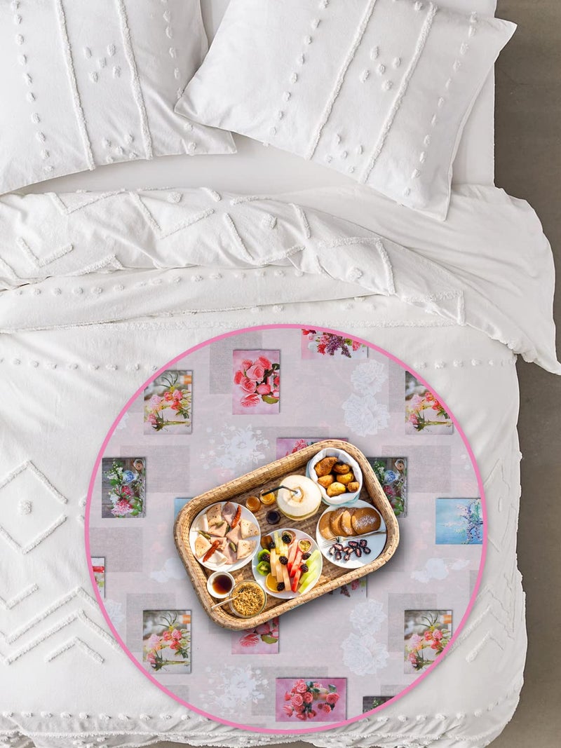 Clasiko Bed Server/Food Mat, 36x36 Inches, Material - PVC; Color - Balck Beige Checks; Pack of 1; Reversible Use, Water/Oil Proof, 3 Layer, Anti-Bacterial - Image 2
