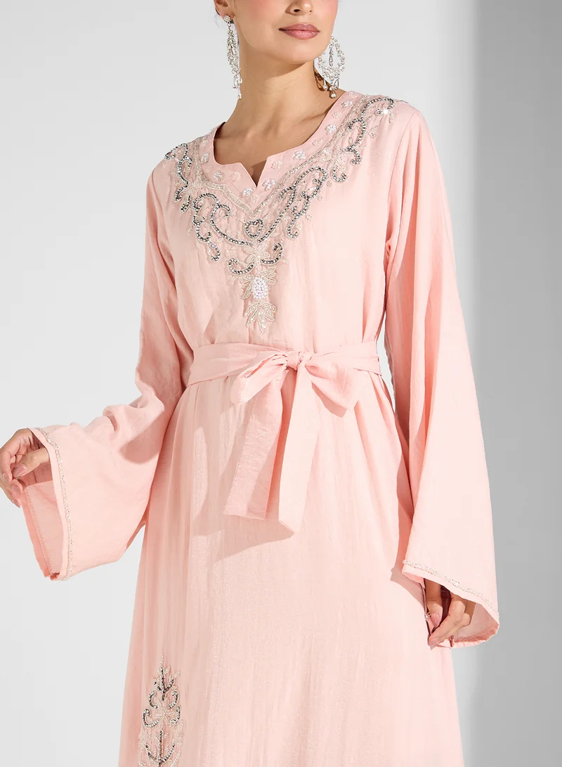 هيا كلوزيت Embellished Jalabiya with Belt