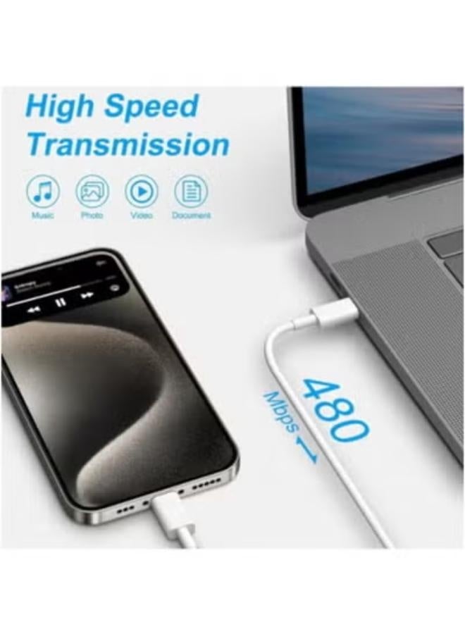 20W Fast Charger with iPhone Head - 1m Type-C Cable, for iPhone 16 Pro Max/15 Pro Max/iPad Air 4/5 10th Gen, Samsung Galaxy and Android - White, USB Type-C - Image 3