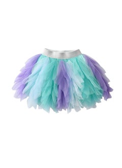 Daddy's Angel Girls Tutu Skirt Ruffle Tulle Skirt Knee Length Blue And Purple Mermaid Theme  - Image 1