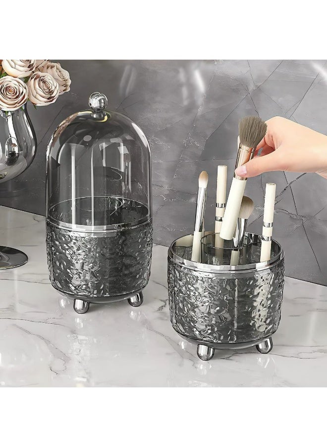 Makeup Brush Holder 360 Degree Rotating Makeup Brush Organizer with Cover for Dressing Table Dustproof - Image 1
