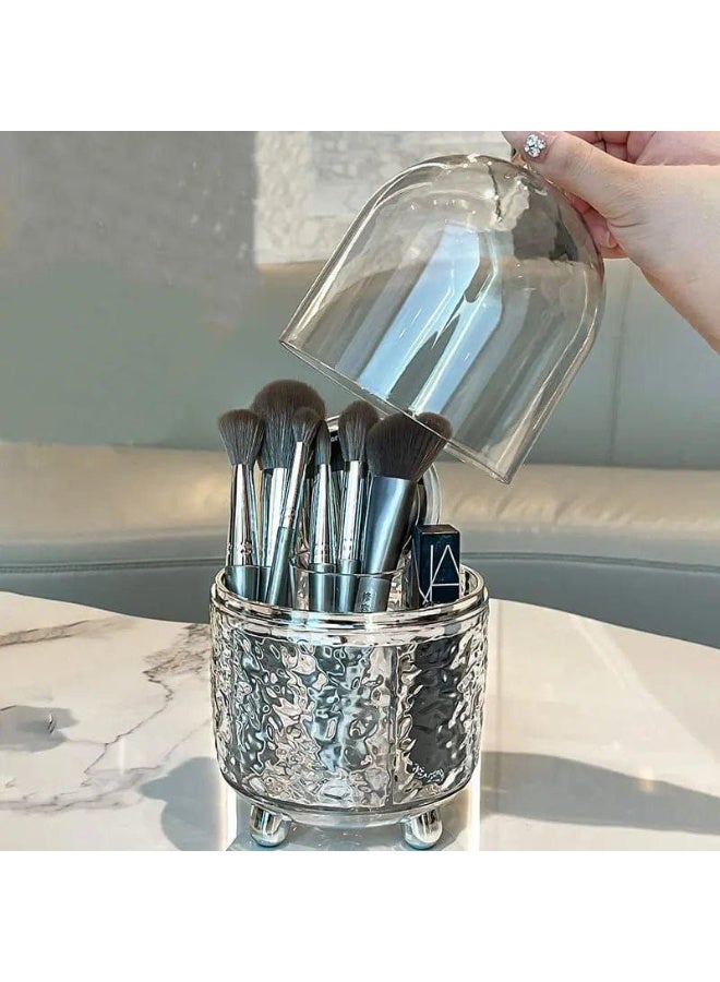 Makeup Brush Holder 360 Degree Rotating Makeup Brush Organizer with Cover for Dressing Table Dustproof - Image 3