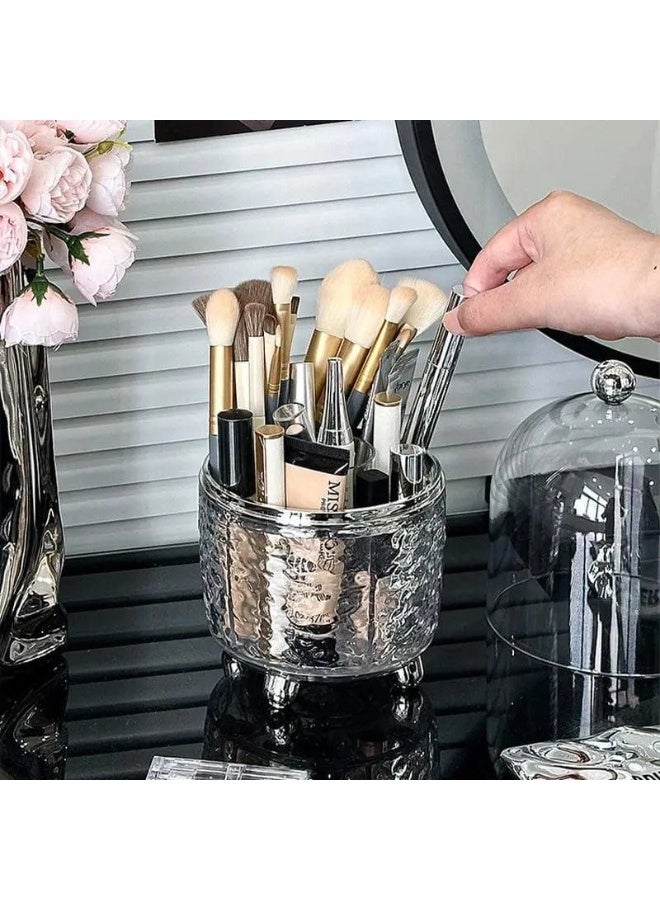 Makeup Brush Holder 360 Degree Rotating Makeup Brush Organizer with Cover for Dressing Table Dustproof - Image 4