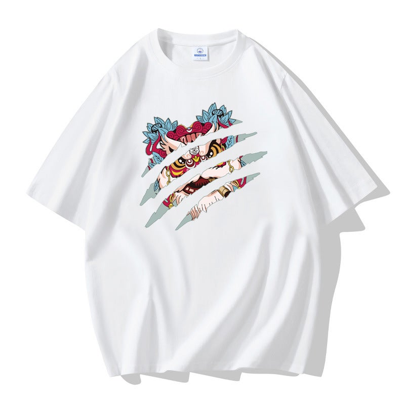 Cotton Short-Sleeved T-Shirt Men'S Loose Round Neck Printed Half-Sleeved Men'S Top Bottoming Shirt Trendy T - Image 2