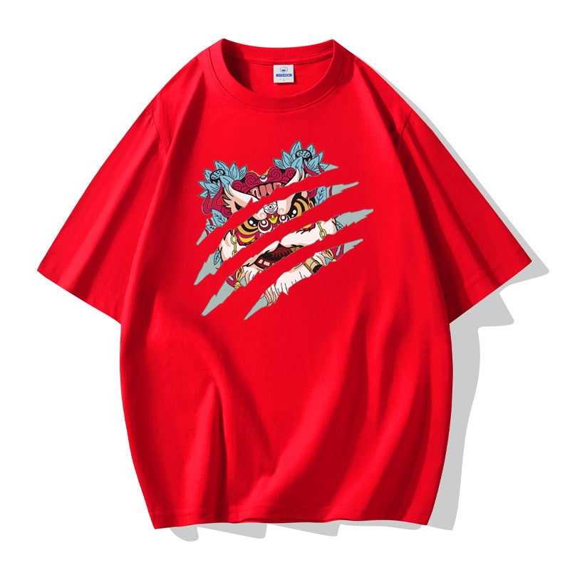 Cotton Short-Sleeved T-Shirt Men'S Loose Round Neck Printed Half-Sleeved Men'S Top Bottoming Shirt Trendy T - Image 3
