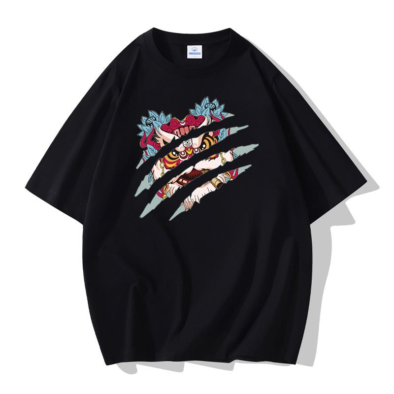 Cotton Short-Sleeved T-Shirt Men'S Loose Round Neck Printed Half-Sleeved Men'S Top Bottoming Shirt Trendy T - Image 5