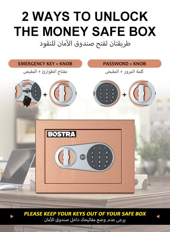 BOSTRA Bostra Fireproof Safe Box with Sensor Light & Fireproof Bag, Money Safe Box with Digital Keypad,Security Safe Box for Home, 0.23 Cubic Small Safe with Keys & Pass Code for Cash Jewelry Gold  - Image 5