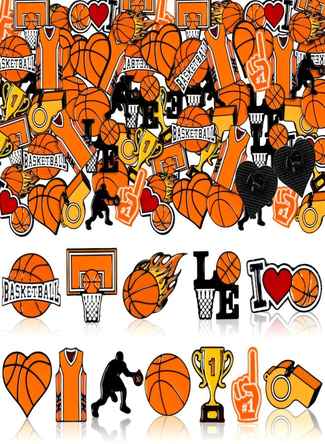 CraftyDream 60 Pcs Basketball Enamel Pins Bulk Sports Lapel Pins Ball Lover Badge Brooches Basketball Senior Night Gifts for Hat Backpack Bags Clothes Sport Team Accessories - Image 1