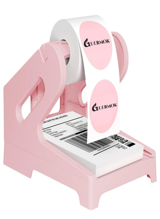 Guermok Thermal Shipping Label Holder for Rolls & Fan-Fold, Fragile Stickers for Shipping, Label Stand Desktop Printer Holder-Home Office Accessory Sticker Dispenser for Holographic (Pink) - Image 1