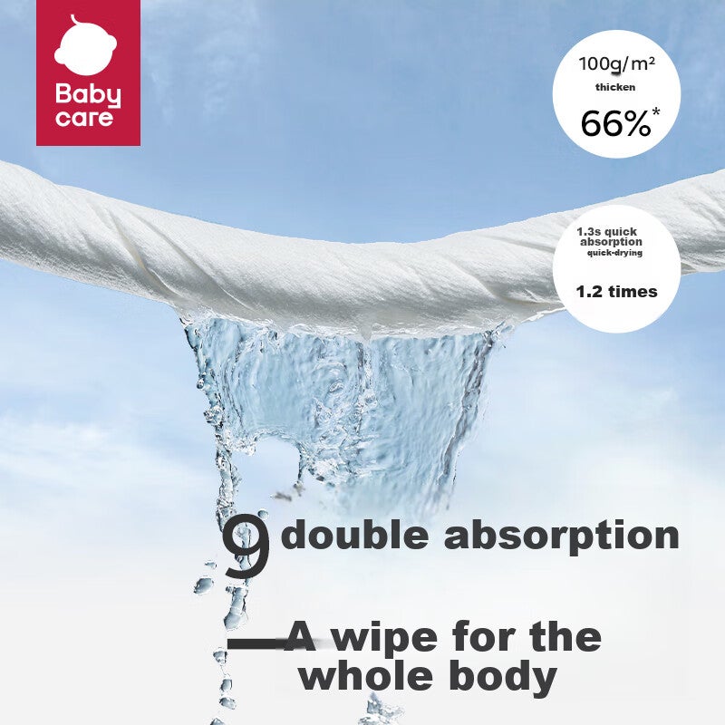 JD Jing Zao Babycare Disposable Bath Towels, Soft And Absorbent for Wet And Dry Use, Portable for Home And Travel, 70cm×100cm×5 Packs - Image 2