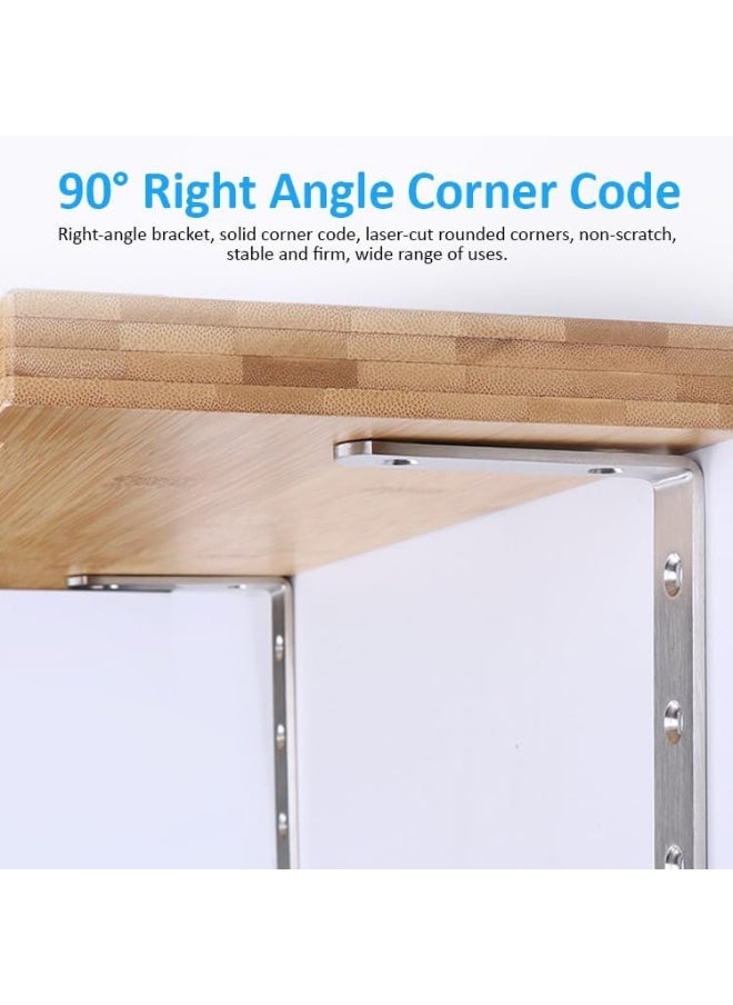 Rubik L Bracket with Screws, Max Load: 20KG, 4pcs Heavy Duty Stainless Steel Solid Shelf Support Corner Brace Joint Right Angle Bracket (150x100x24mm)  - Image 5
